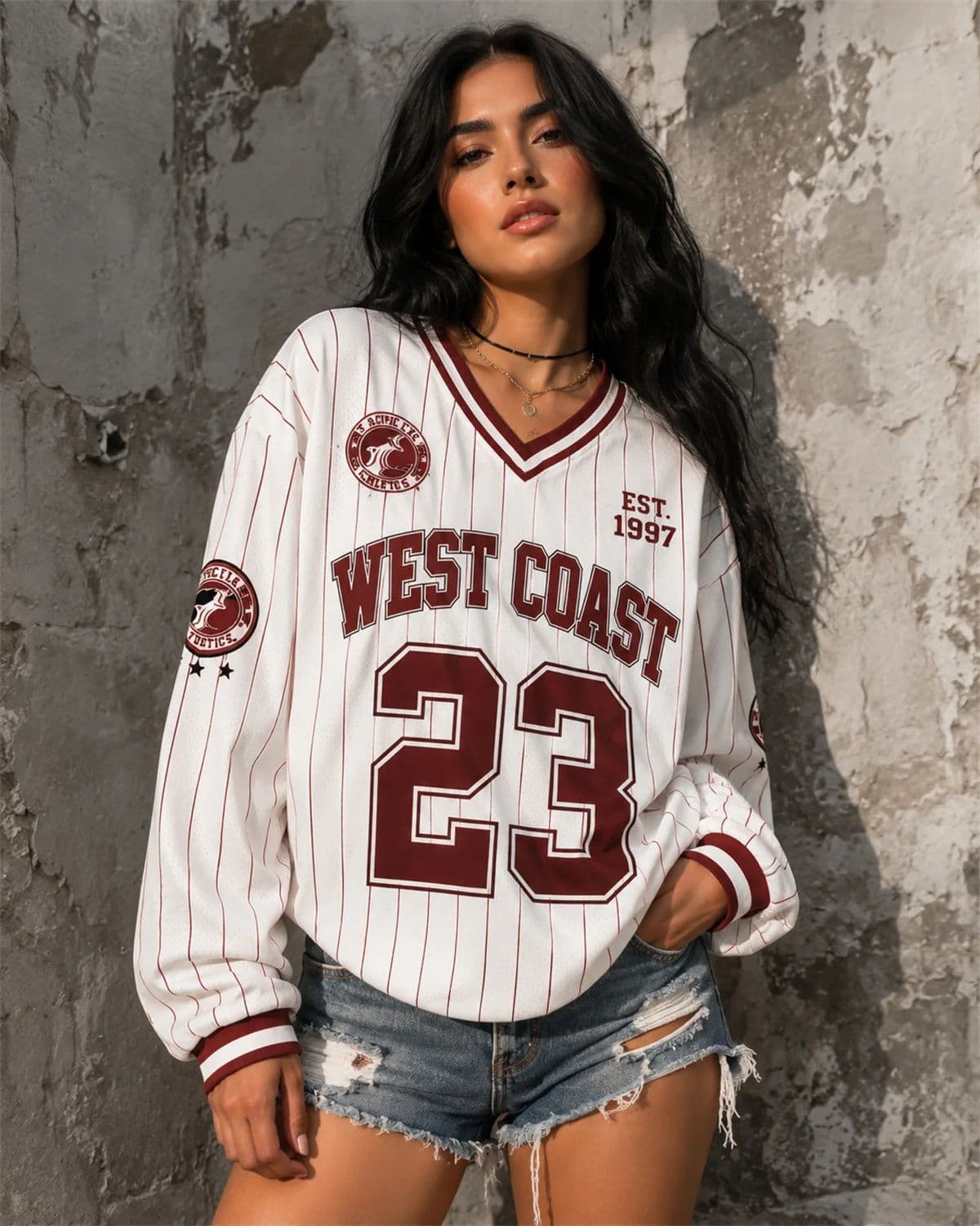 Vintage Fashion Jersey - Kaos Baseball West Coast 23 untuk