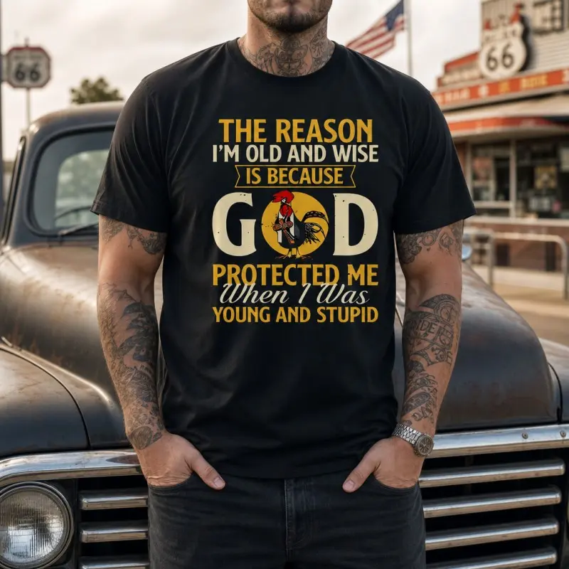 Kaos Pria dengan Desain Ayam J - Vintage Fashion Quotes ulasan dan harga